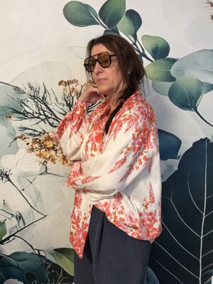 Koszula w kwiaty - czerwony